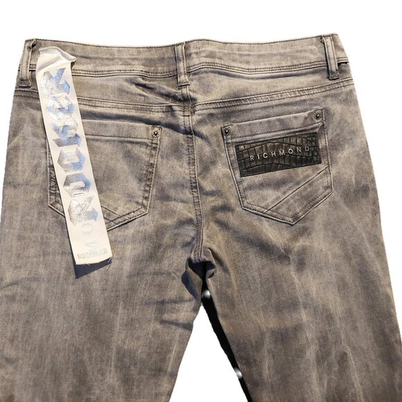 John Richmond ROCKER Straight Leg Grey Acid Wash Denim Jeans Sz 28 x 35 NWT - Picture 10 of 14